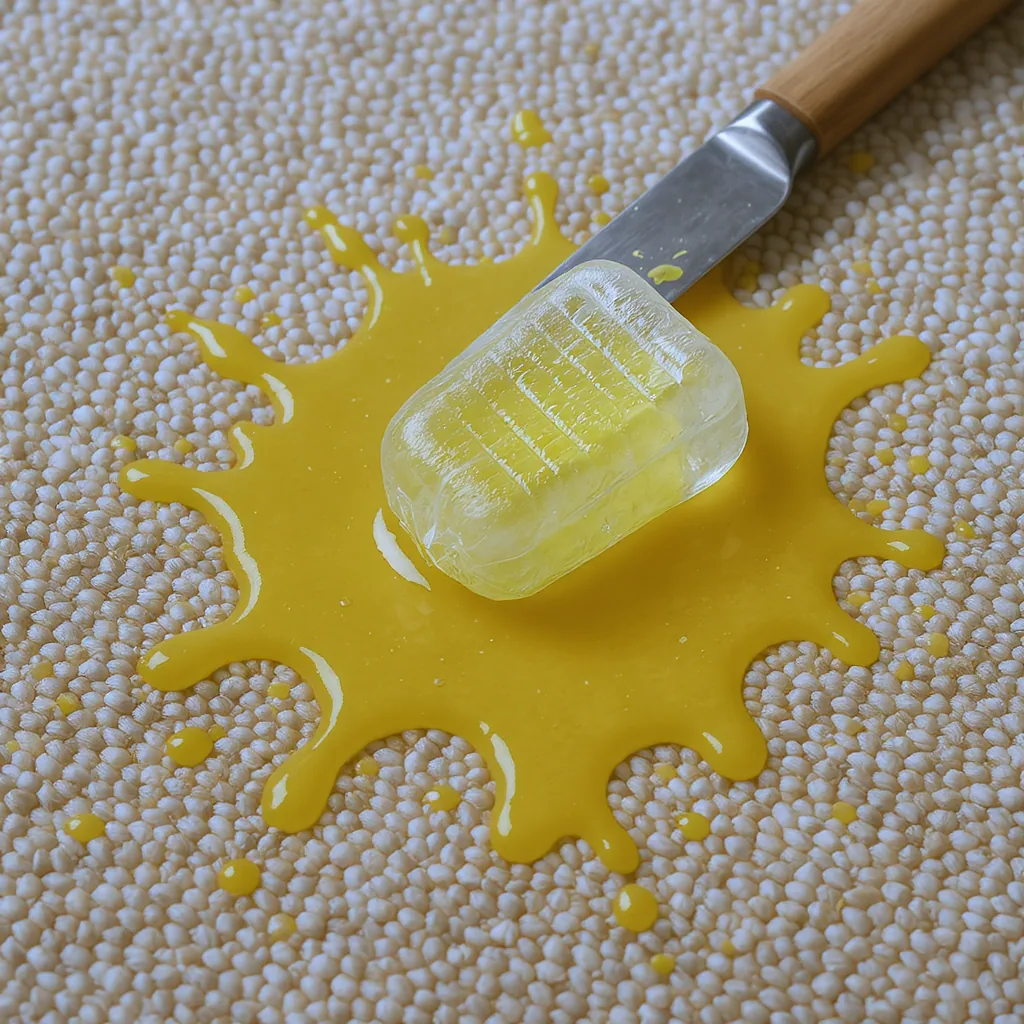 An Ice Pack Placed On A Hardened Wax Spill Beige