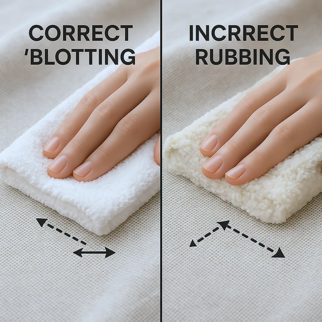 Side-by-side Comparison Of Blotting Versus Rubbing Motions On Fabric With