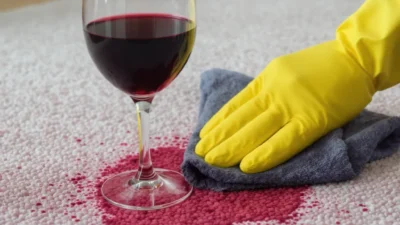 Step-by-step checklist for cleaning fresh and set-in red wine stains from carpet effectively.