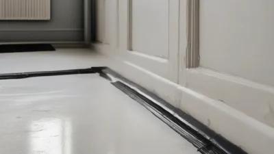 Close-up of a person using a microfiber cloth to gently remove black rubber scuff marks from a white wall.