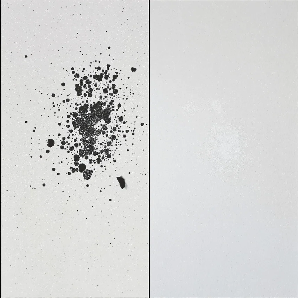 Side-by-side Comparison Of A Black Rubber Scuff Mark On White