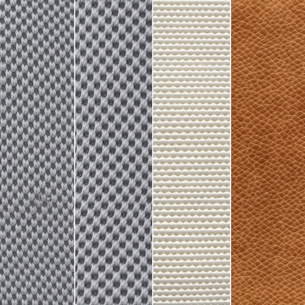 Side-by-side Close-up Details Of Mesh Canvas Leather And Suede Shoe