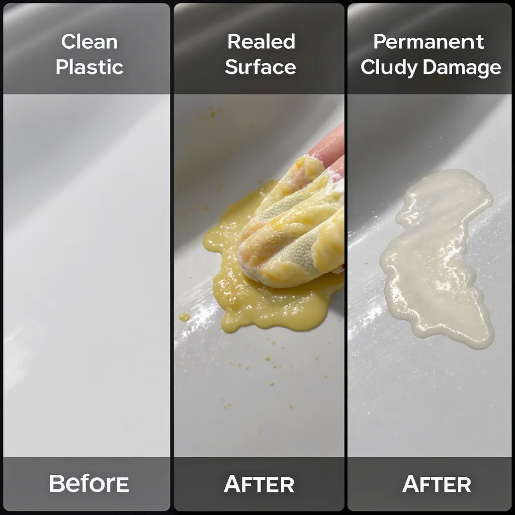 Side-by-side Comparison Of Plastic Surfaces With Gummy Residue And Permanent