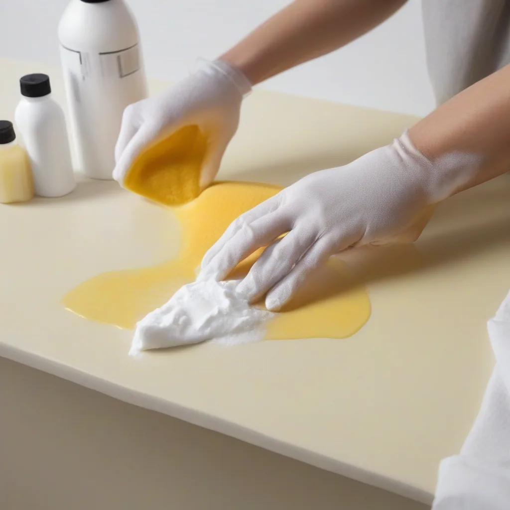 Applying Baking Soda Paste To A Shirt's Underarm Stain